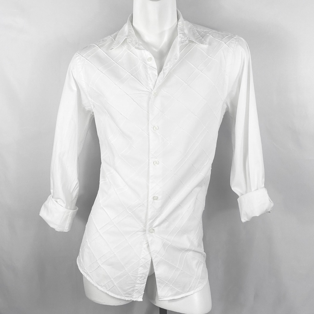 Attention | Mens Detailed White Button Up Medium